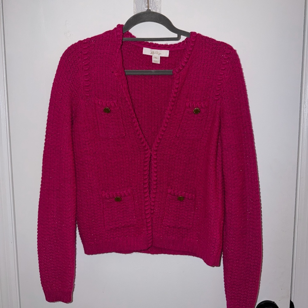 Lilly Pulitzer Bright Fuchsia Knit Kenton Cardigan